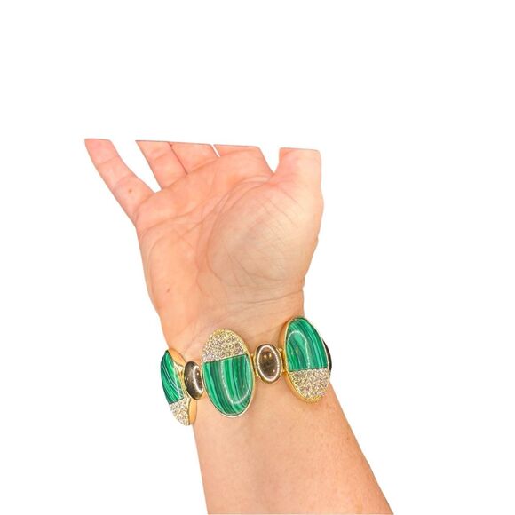 Ann Taylor Green and Crystal Beaded Bracelet - Picture 2 of 4